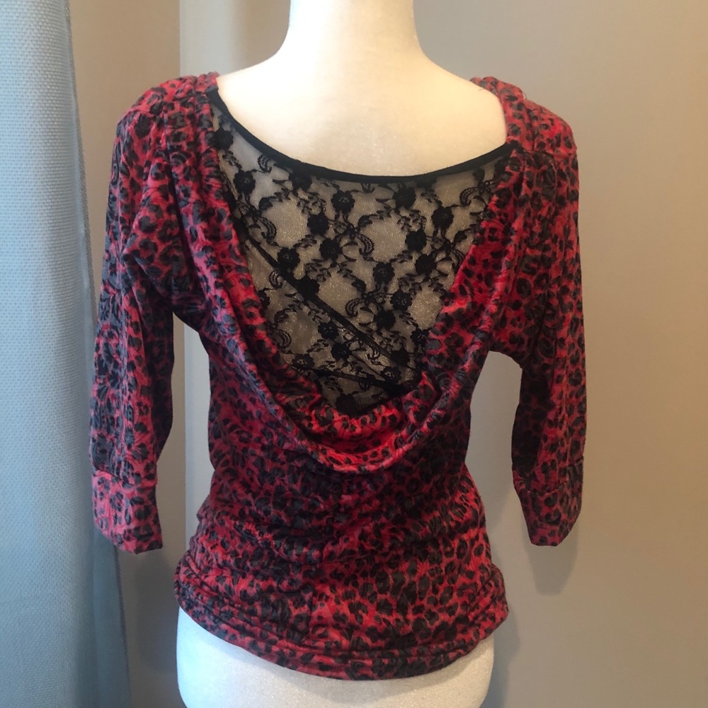 Red Cheetah Print Top - Picture 3 of 6